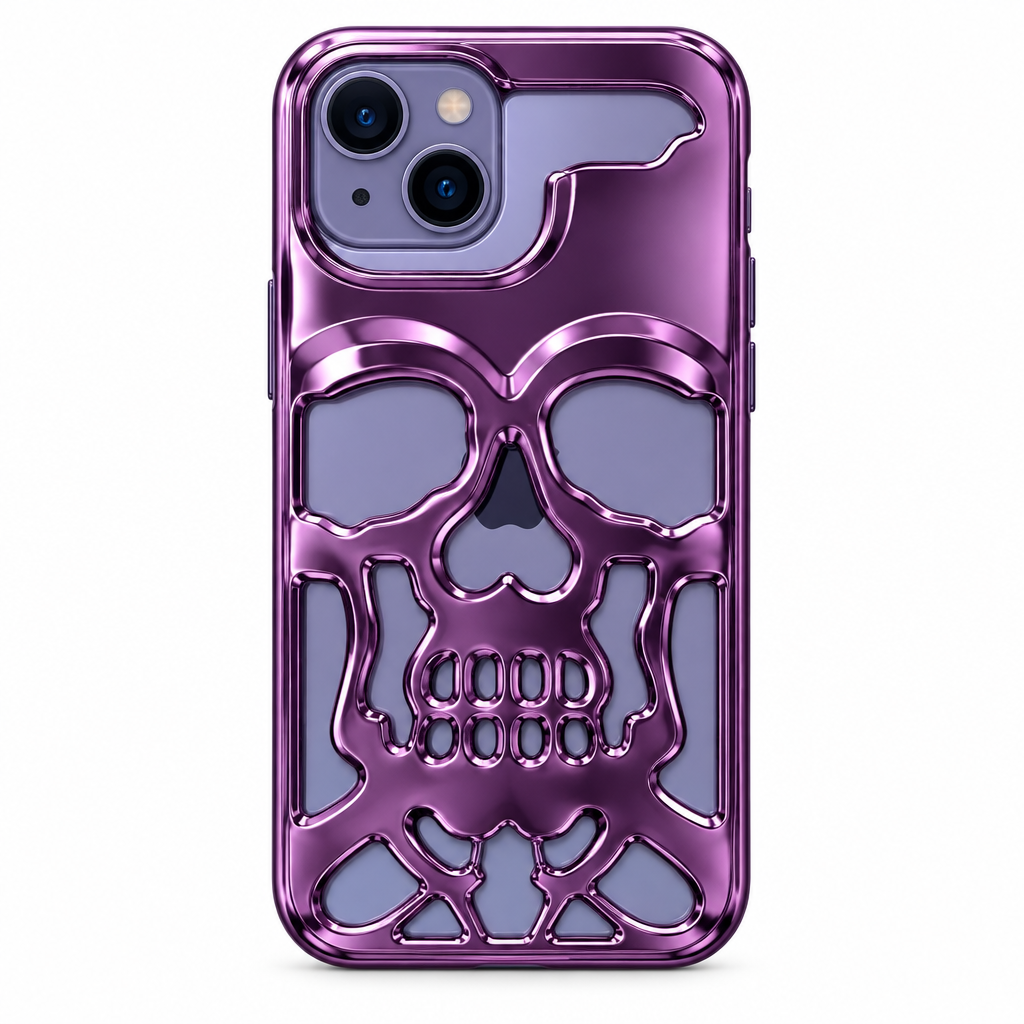 Luxury Purple Skull Phone Case - On iPhone